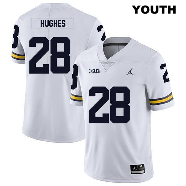 Youth NCAA Michigan Wolverines Danny Hughes #28 White Jordan Brand Authentic Stitched Legend Football College Jersey ZV25A35HG